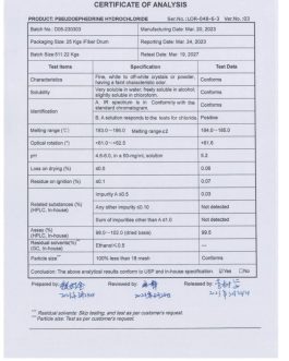 Pseudoephedrine HCl Powder